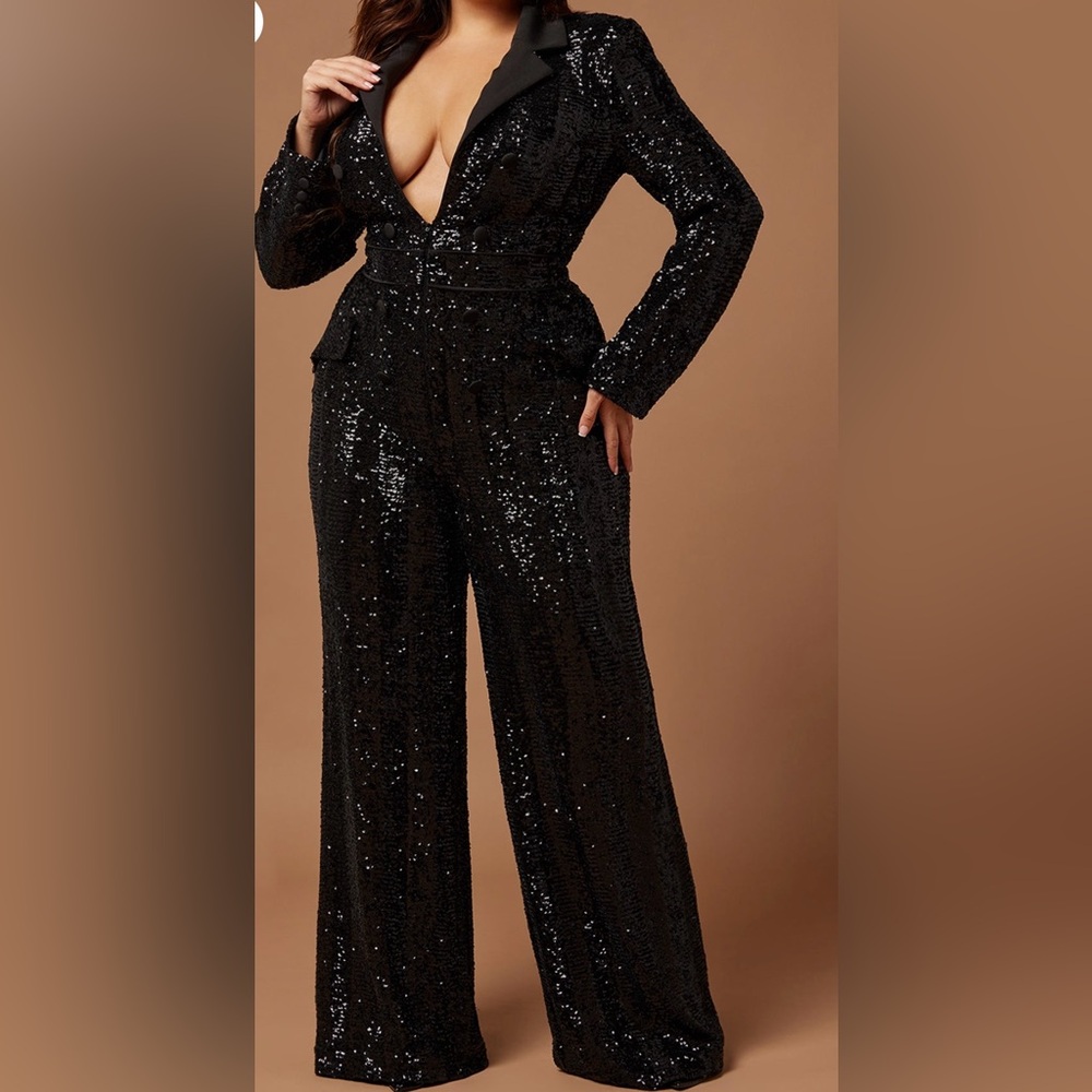 Glamorous Black Sequin Jumpsuit